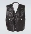 Rick Owens Mens Black Cargo Open-back Leather Vest In Black