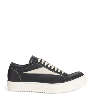 Rick Owens Vintage Suede-trimmed Leather Sneakers In Black