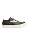 Rick Owens Low-top Suede Sneakers With Contrasting Leather Inserts In Black