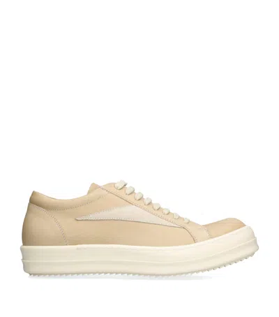 Rick Owens Leather Vintage Low-top Sneakers In Cream Comb