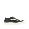 Rick Owens Low-top Suede Sneakers With Contrasting Leather Inserts In Black