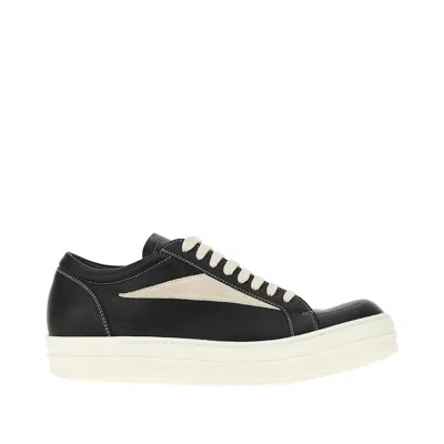 Rick Owens Vintage Suede-trimmed Leather And Rubber Sneakers In Black