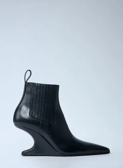 RICK OWENS LEATHER WEDGE ANKLE BOOTS