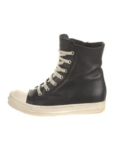 Pre-owned Rick Owens Leather Wedge Sneakers In Black