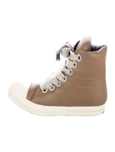 Pre-owned Rick Owens Leather Wedge Sneakers In Neutral