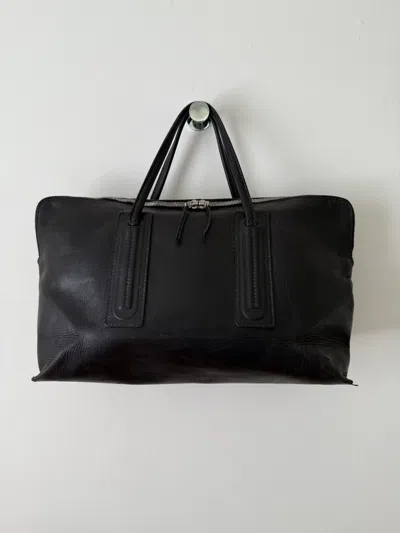 Pre-owned Rick Owens Leather Weekender Duffle Bag In Black