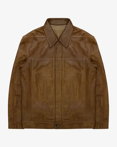 Pre-owned Rick Owens Leather Worker Jacket In Brown