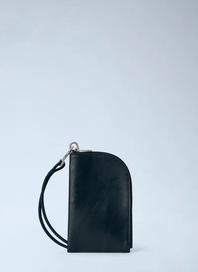 Rick Owens Leather Zip-around Wallet In Blue