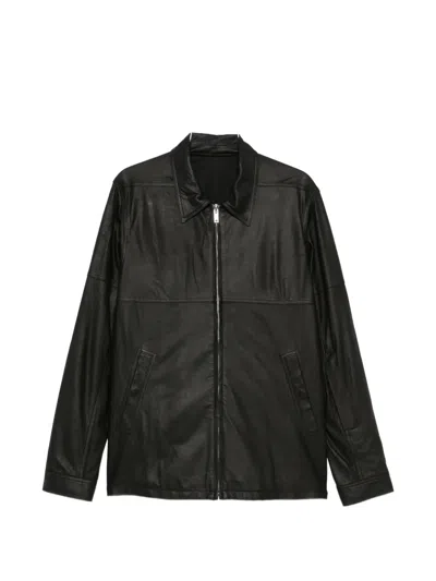 Rick Owens Leather Zip-up Jacket In Black