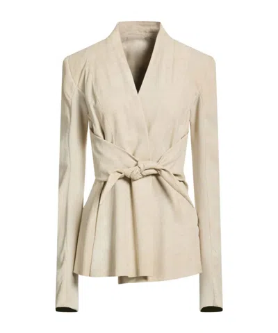 Rick Owens Leather-knit Blazer In Neutral