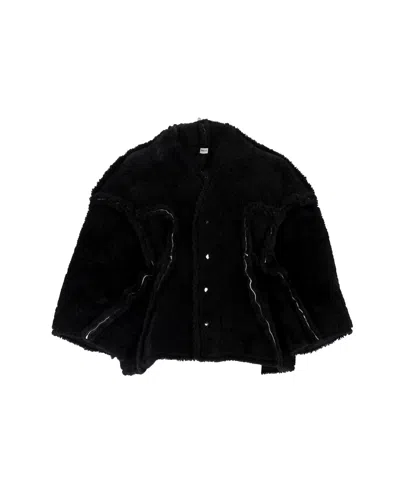 Rick Owens Legaspi Cropped Jacket In Black Shearling