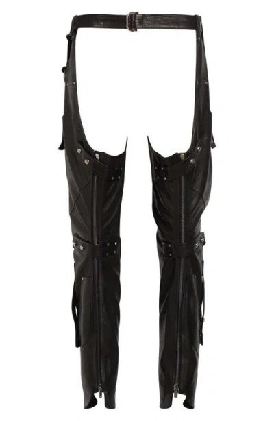 Rick Owens Leo Prothmann Leather Chaps In Animal Print