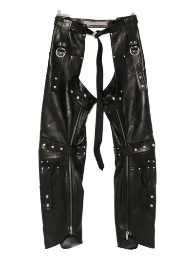 Rick Owens Leo Studded Zip-detail Chaps In Black