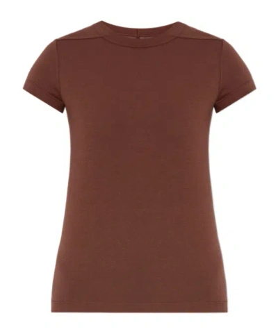 Rick Owens Brown Cropped Level T-shirt In 73 Henna