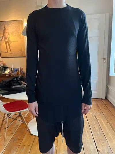 Pre-owned Rick Owens Level Round Neck Biker Knit In Black