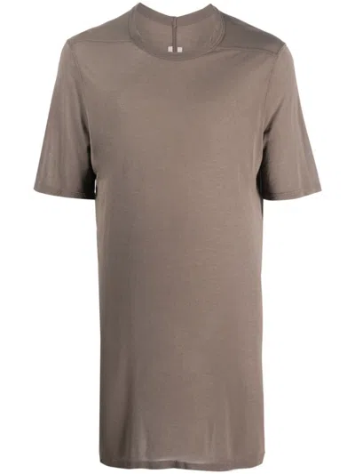 Rick Owens Crew Neck Long-length T-shirt In Brown