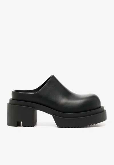 Rick Owens Lido Bogun 60 Platform Leather Mules In Black