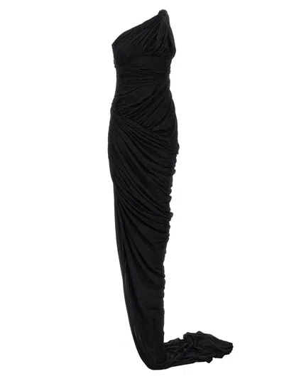 Rick Owens Chiffon Silk Maxi Dress In Black