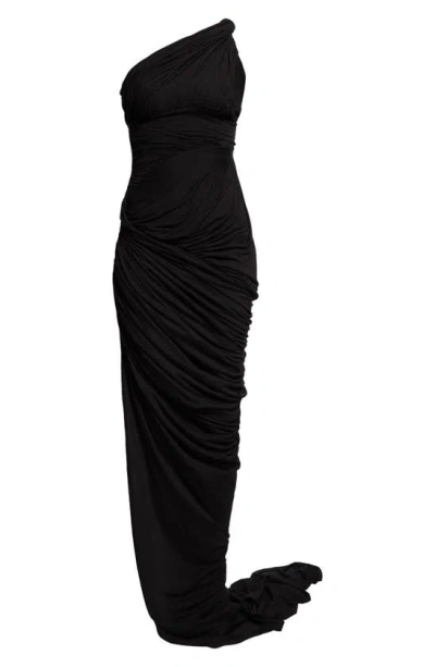 Rick Owens Lido Draped Long Dress In Black
