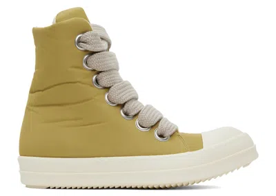 Pre-owned Rick Owens Lido Drkshdw Jumbo Lace Puffer High (women's) Sneakers In Mustard/pearl/milk
