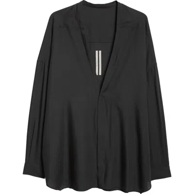 Rick Owens Lido Larry Virgin Wool Shirt In Black