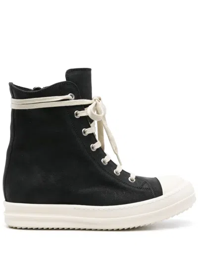 RICK OWENS LIDO LEATHER HI-TOP SNEAKERS