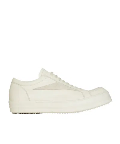 Rick Owens Lido Leather Sneakers In White