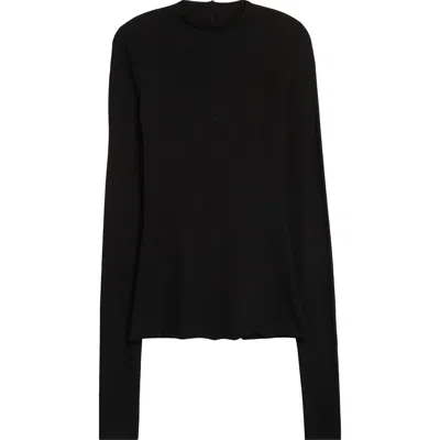 Rick Owens Lido Long Sleeve Cotton T-shirt In Black