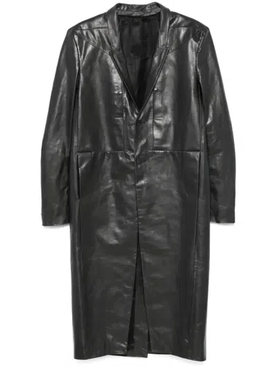 RICK OWENS LIDO COAT - MEN'S - CUPRO/CALF LEATHER/BUFFALO HORN