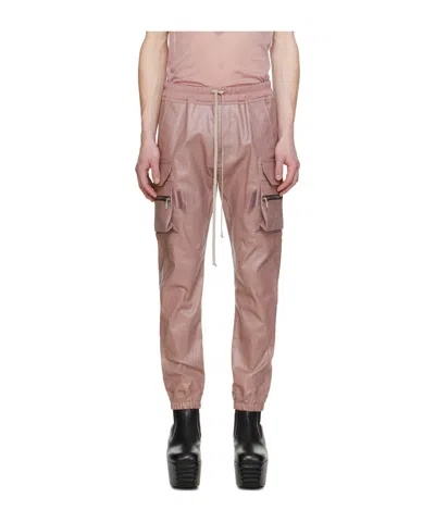 Rick Owens Pink Mastodon Denim Cargo Pants In 63 Dusty Pink
