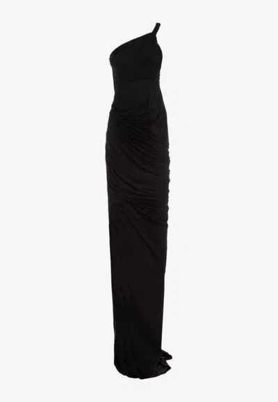 RICK OWENS LIDO ONE-SHOULDER DRAPED DRESS