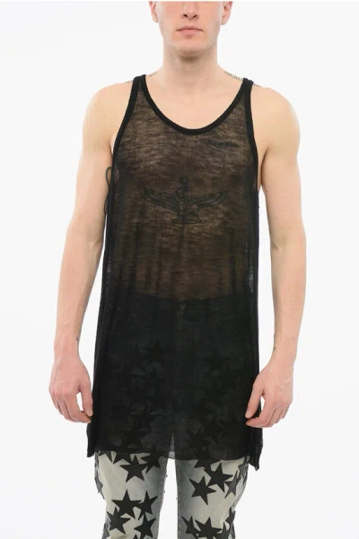 Rick Owens Black Sheer Tank Top In 09 Black