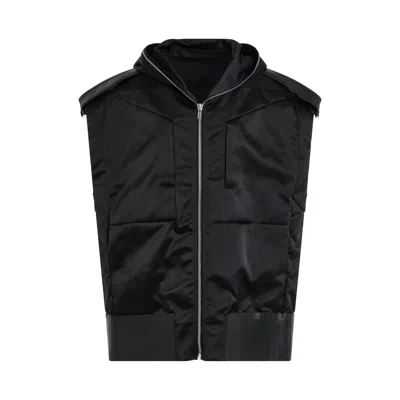 Rick Owens Lido Sleeveless Hooded Leather Jacket In Black