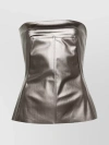 Rick Owens Top Bustier Lido In Denim Stretch Spalmato In Gun Metal In Brown
