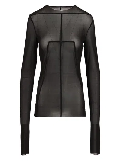 Rick Owens Lido Top Long Sleeve In Cupro Stretch