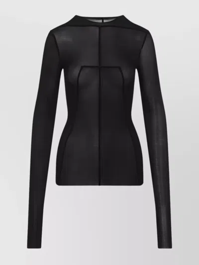 RICK OWENS LIDO TOP WITH LONG SLEEVES AND ROUND NECKLINE