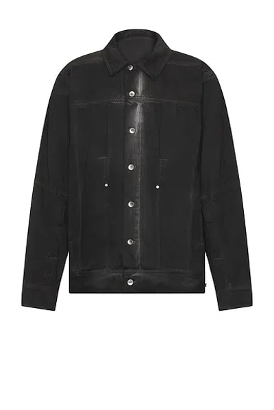 Rick Owens Lido Worker Denim Jacket In Grey