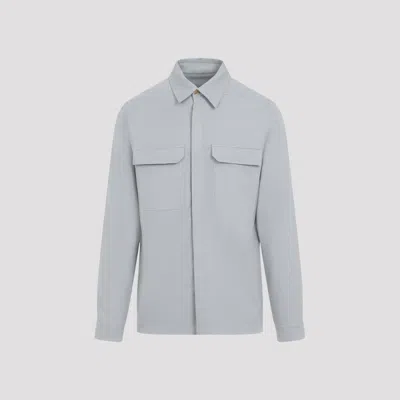 RICK OWENS LIGHT BLUE PLAIN SOLID SHIRT
