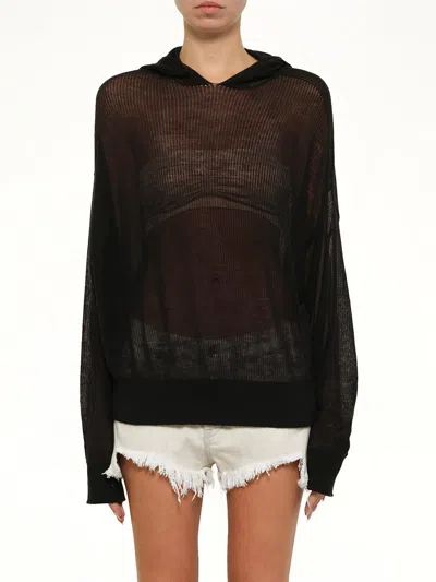 Rick Owens Light Hun Hoodie In Black