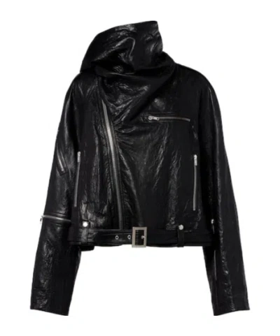 Rick Owens Light Leather Biker Jacket In Black