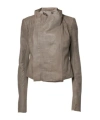 Rick Owens Light Luxury Avant-garde Leather Jacket In Gray