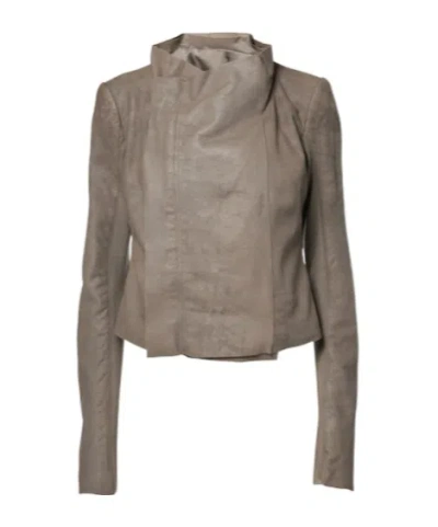 Rick Owens Light Luxury Avant-garde Leather Jacket In Gray