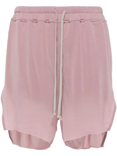 RICK OWENS LIGHT PINK DRAWSTRING JERSEY SHORTS