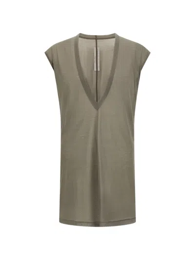 Rick Owens Dylan T With Deep V Neck In Brown