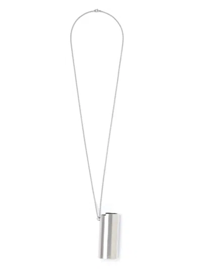 Rick Owens Lighter Holder Charm Necklace In Silver