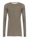 Rick Owens Grey Long-sleeve T-shirt In Viscose And Silk Blend Man In Gray