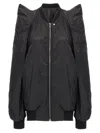 Rick Owens Lightweight Nylon Jacket With Ribbed Knit Details In Black