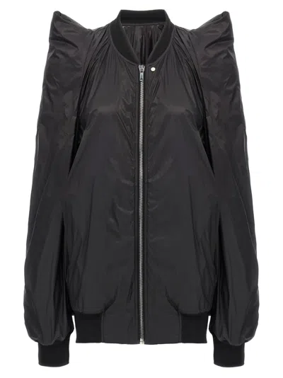 Rick Owens Lightweight Nylon Jacket With Ribbed Knit Details In Black