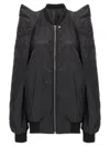 Rick Owens Lightweight Nylon Jacket With Ribbed Knit Details In Black