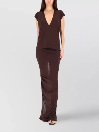 Rick Owens Lightweight Relaxed Fit Cap Sleeve Top In Brown